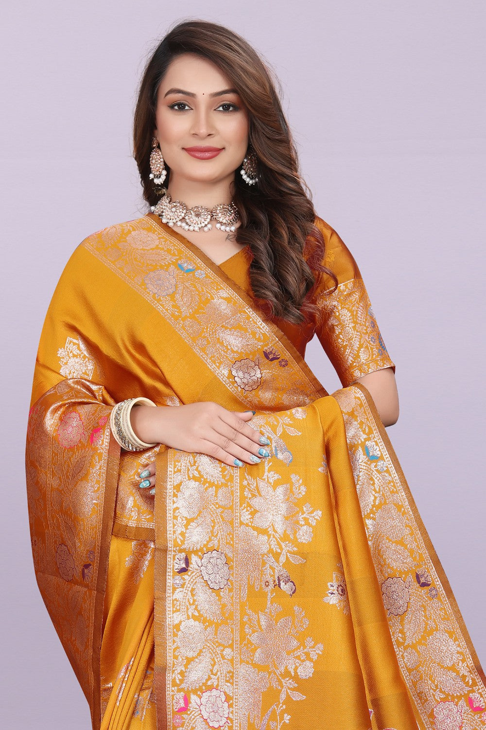 Silk Saree with Peacock Motif & Zari Border – Festive & Wedding Wear for Women