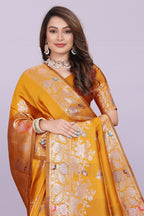 Silk Saree with Peacock Motif & Zari Border – Festive & Wedding Wear for Women