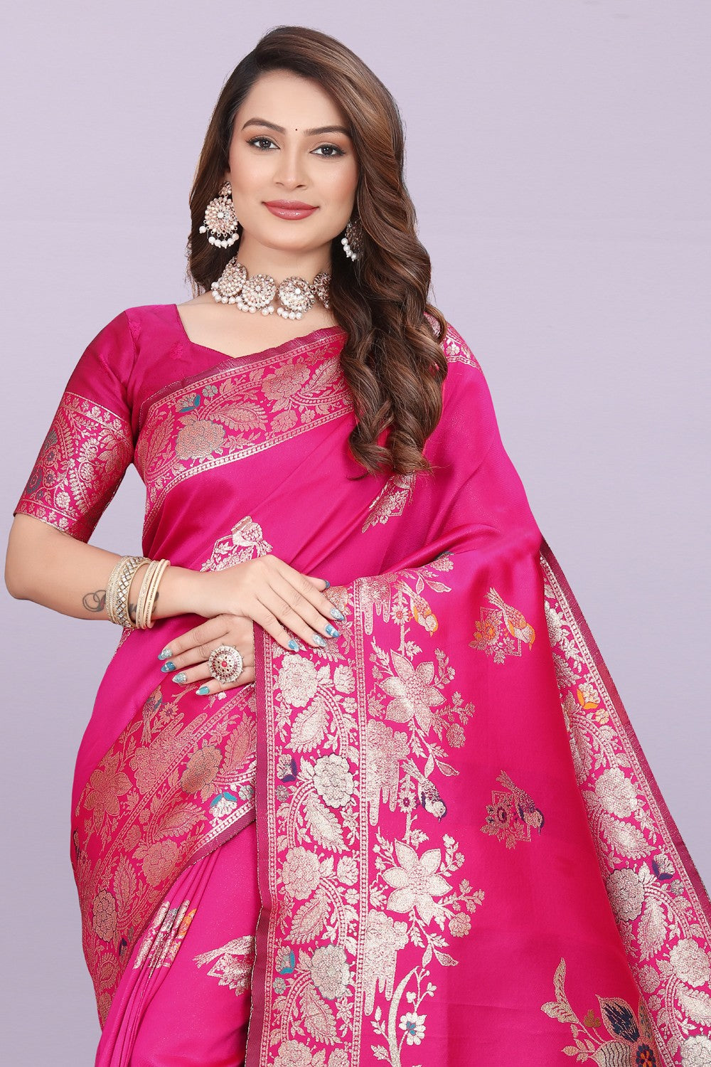 Elegant Woven Silk Saree with Peacock Motif & Rich Zari Border | Festive & Wedding Collection