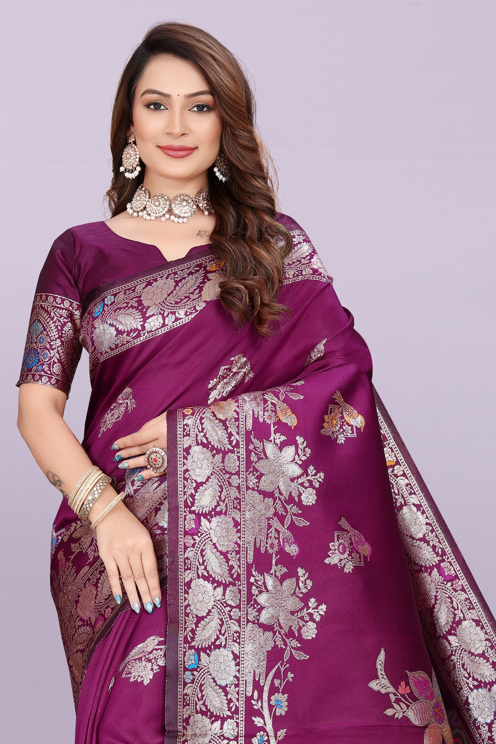 Elegant Woven Silk Saree with Peacock Motif & Rich Zari Border | Festive & Wedding Collection