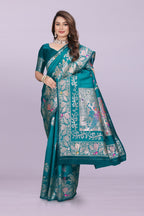Silk Saree with Peacock Motif & Zari Border – Festive & Wedding Wear for Women