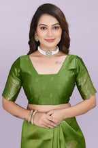 Silk Saree with Peacock Motif & Zari Border – Festive & Wedding Wear for Women