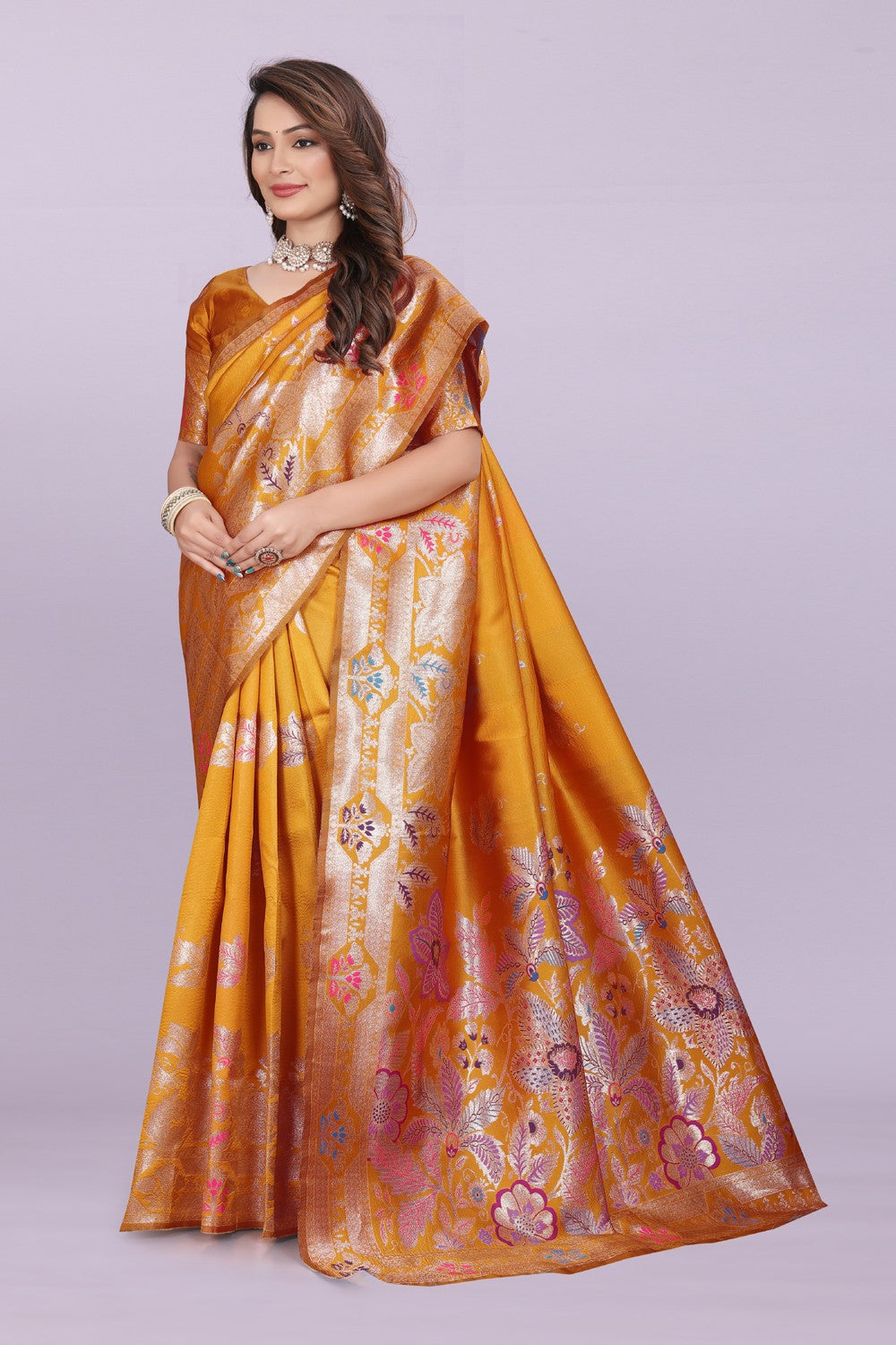 Banarasi Silk Saree with Rich Zari Pallu & Designer Border – Bridal & Wedding Wear