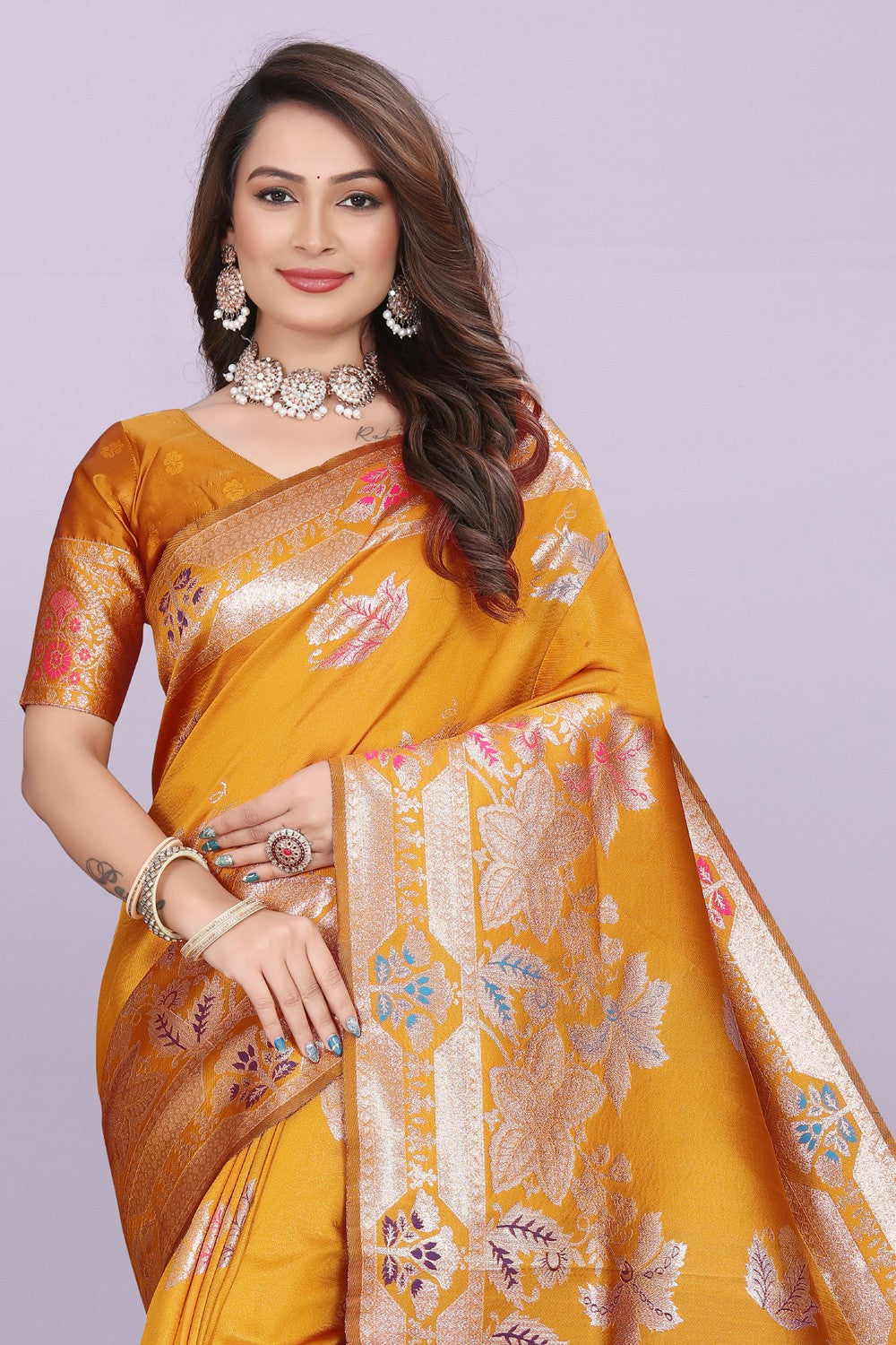Banarasi Silk Saree with Rich Zari Pallu & Designer Border – Bridal & Wedding Wear