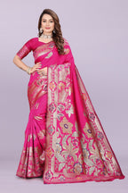 Banarasi Silk Saree with Rich Zari Pallu & Designer Border – Bridal & Wedding Wear