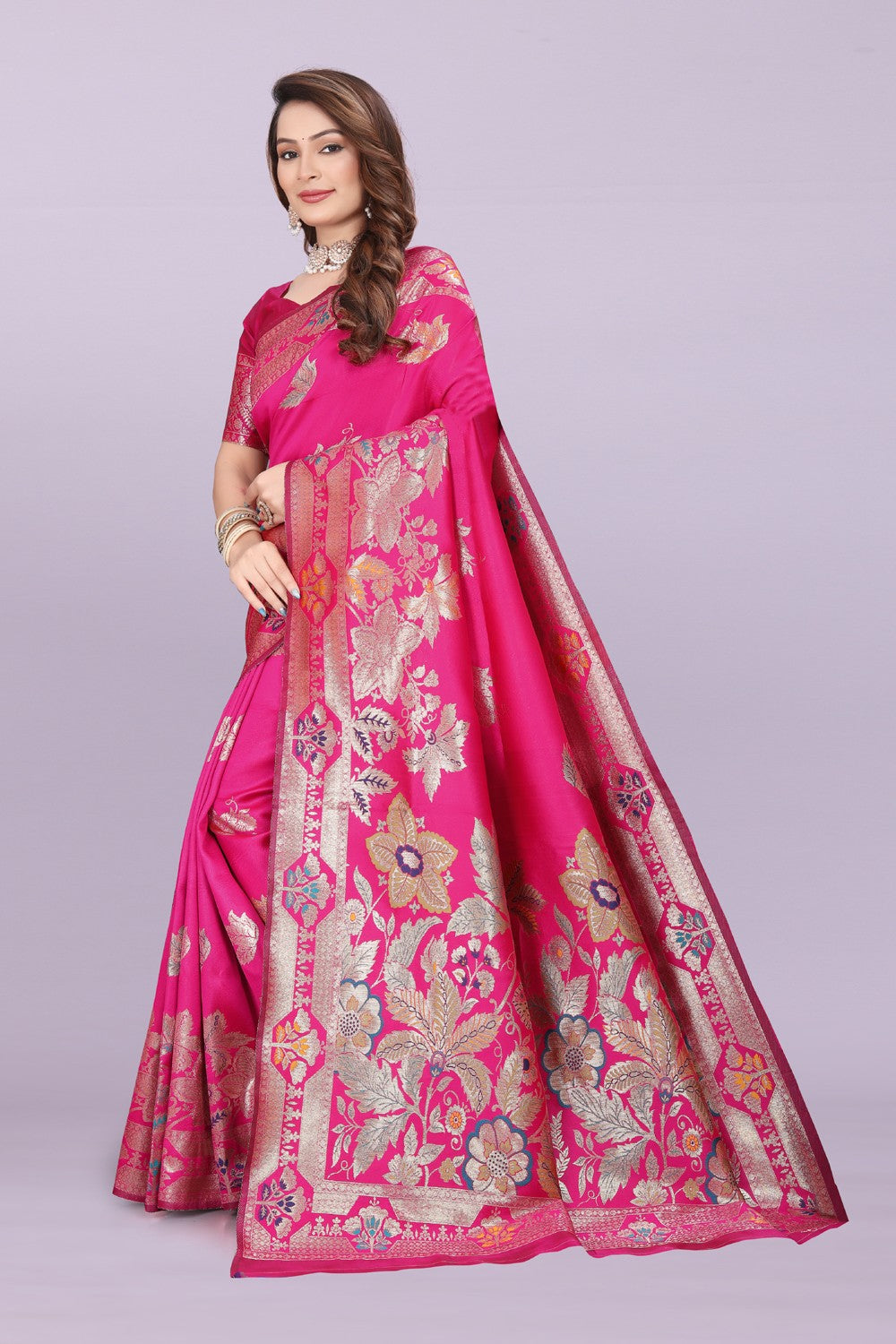 Banarasi Silk Saree with Rich Zari Pallu & Designer Border – Bridal & Wedding Wear