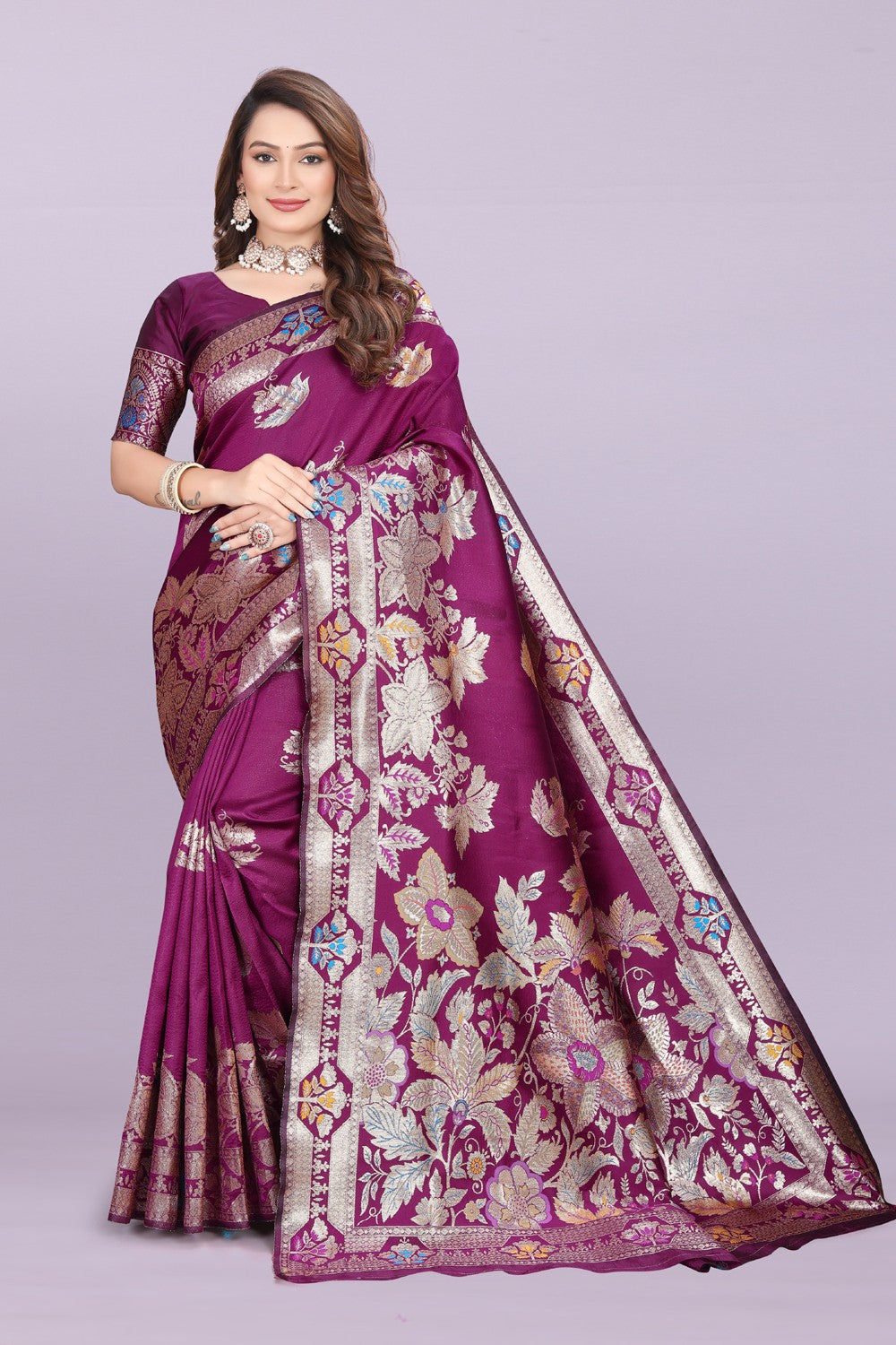 Banarasi Silk Saree with Rich Zari Pallu & Designer Border – Bridal & Wedding Wear