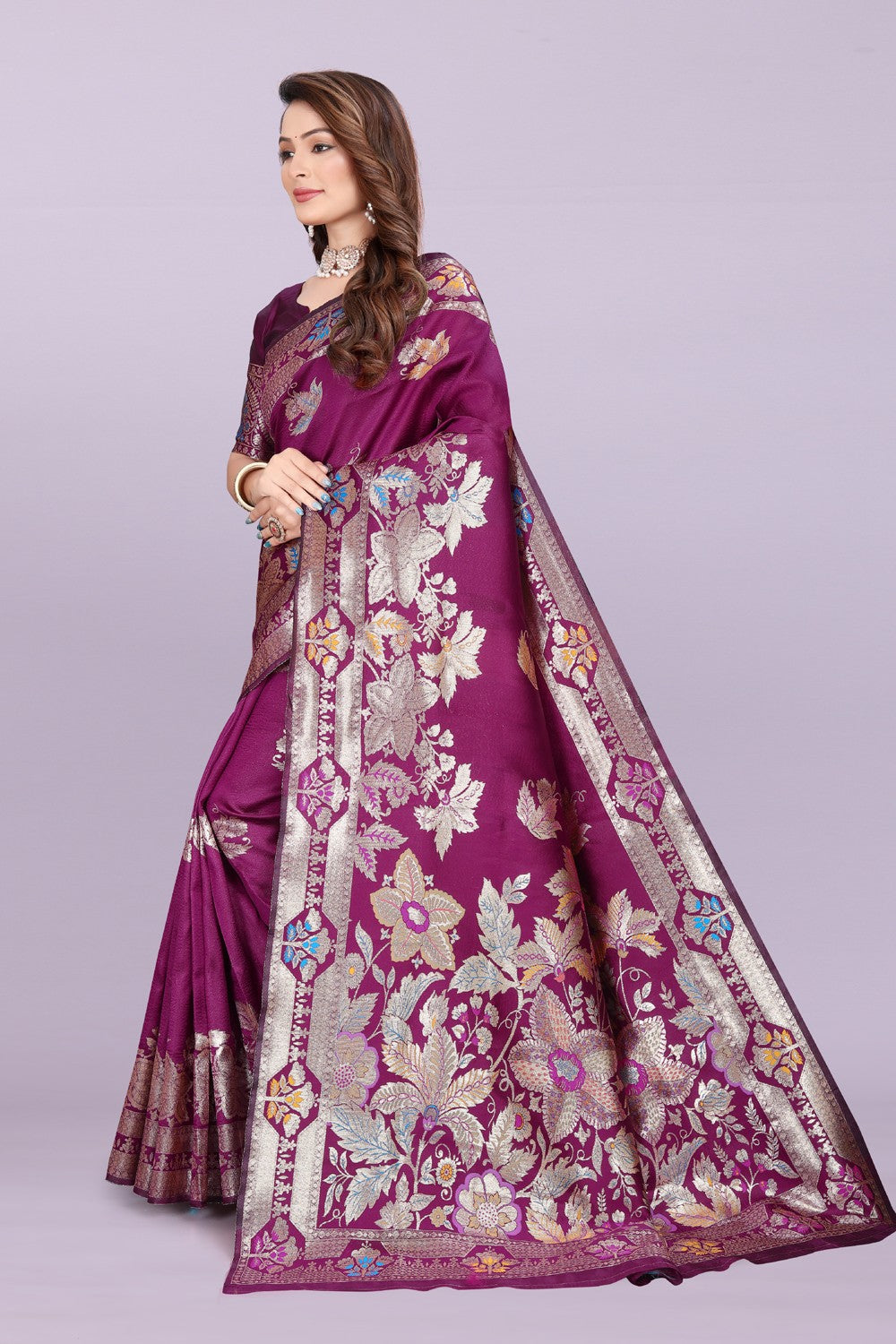 Banarasi Silk Saree with Rich Zari Pallu & Designer Border – Bridal & Wedding Wear