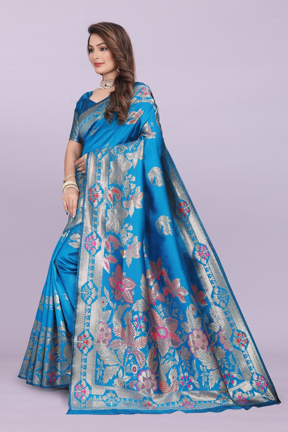 Banarasi Silk Saree with Rich Zari Pallu & Designer Border – Bridal & Wedding Wear
