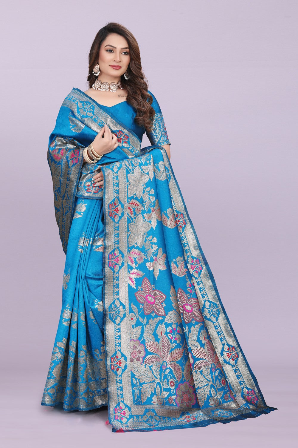 Banarasi Silk Saree with Rich Zari Pallu & Designer Border – Bridal & Wedding Wear