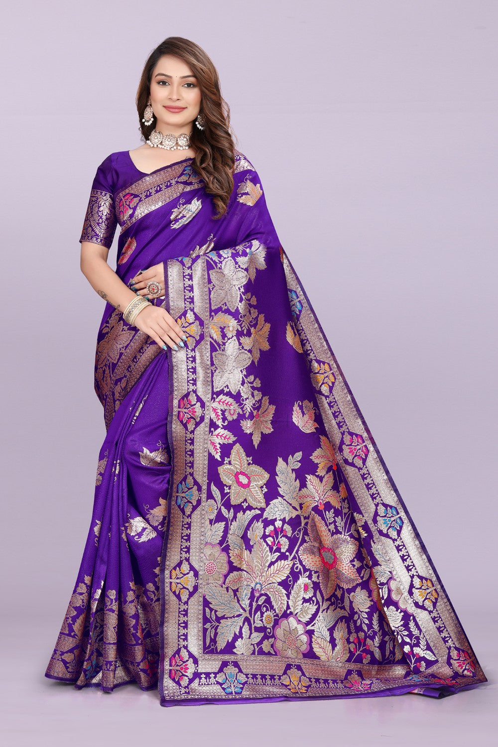 Banarasi Silk Saree with Rich Zari Pallu & Designer Border – Bridal & Wedding Wear