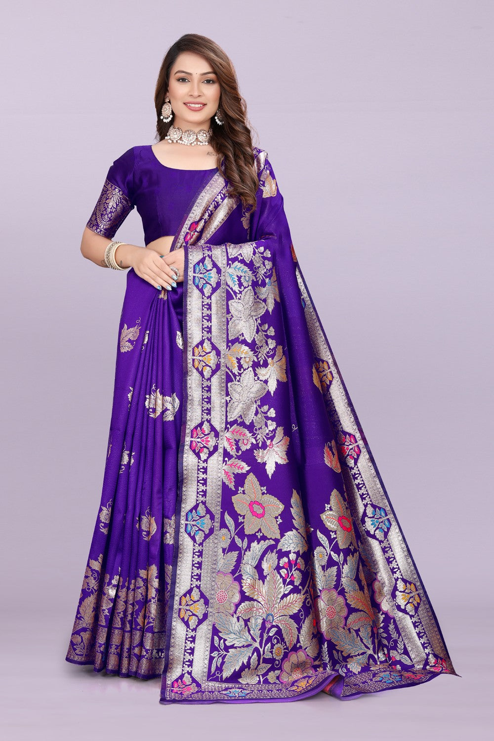 Banarasi Silk Saree with Rich Zari Pallu & Designer Border – Bridal & Wedding Wear