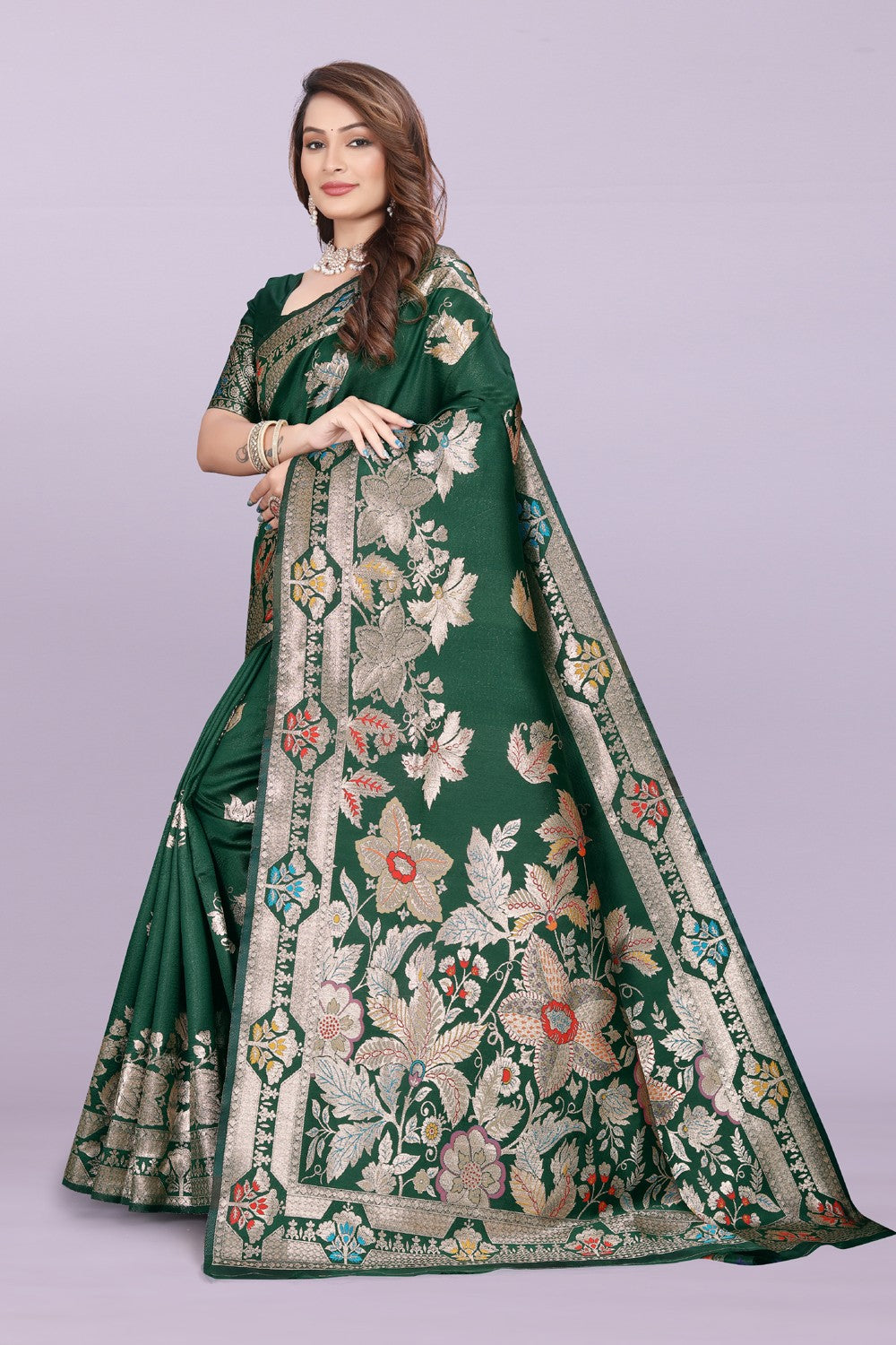 Banarasi Silk Saree with Rich Zari Pallu & Designer Border – Bridal & Wedding Wear