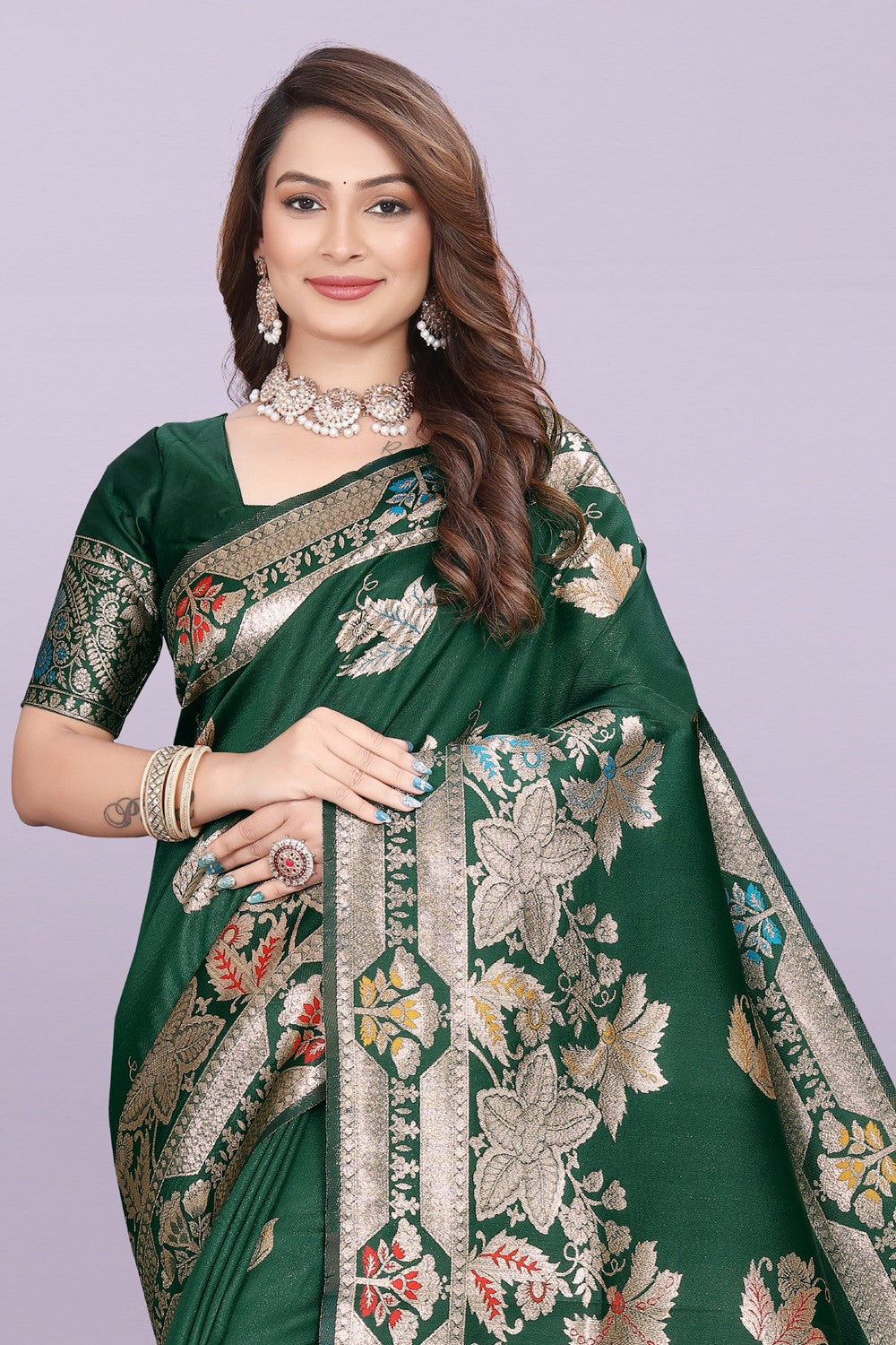 Banarasi Silk Saree with Rich Zari Pallu & Designer Border – Bridal & Wedding Wear