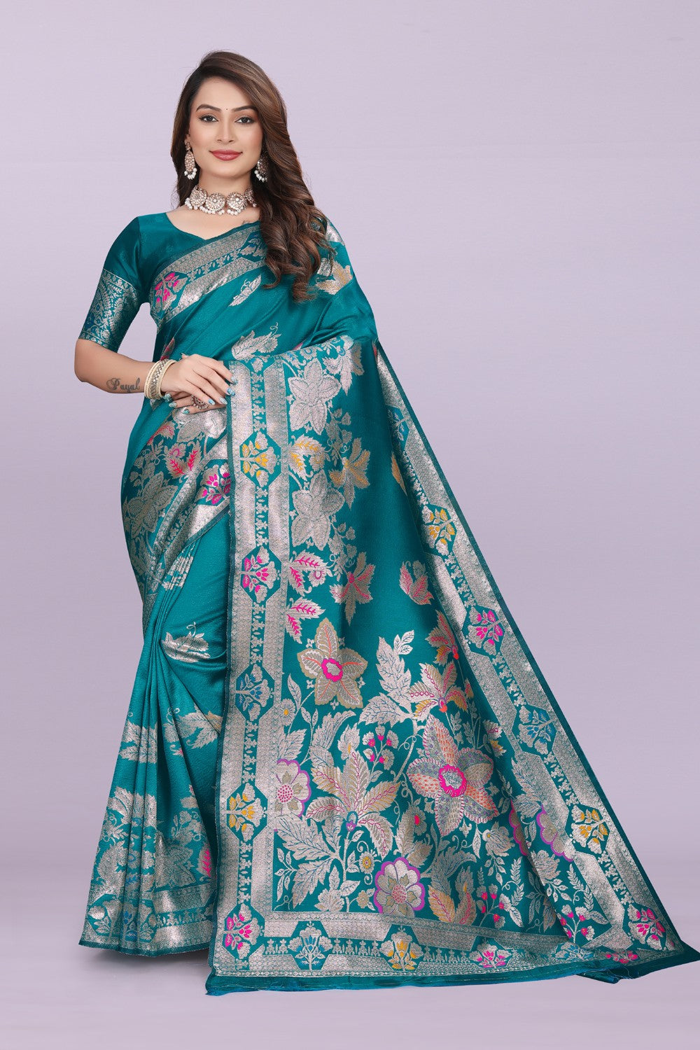 Banarasi Silk Saree with Rich Zari Pallu & Designer Border – Bridal & Wedding Wear