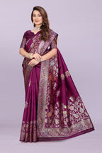 Designer Silk Saree with Floral Motif & Zari Detailing – Party & Festive Wear