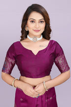 Designer Silk Saree with Floral Motif & Zari Detailing – Party & Festive Wear