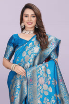 Designer Silk Saree with Floral Motif & Zari Detailing – Party & Festive Wear