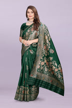 Designer Silk Saree with Floral Motif & Zari Detailing – Party & Festive Wear