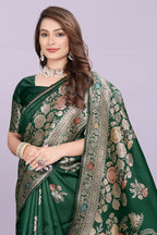 Designer Silk Saree with Floral Motif & Zari Detailing – Party & Festive Wear