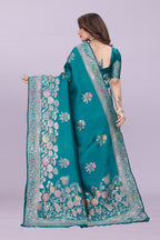 Designer Silk Saree with Floral Motif & Zari Detailing – Party & Festive Wear