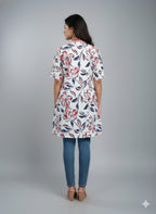 Women’s Floral Print Tunic Top | V-Neck Casual Kurti for Daily Wear