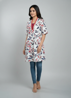 Women’s Floral Print Tunic Top | V-Neck Casual Kurti for Daily Wear