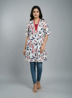 Women’s Floral Print Tunic Top | V-Neck Casual Kurti for Daily Wear