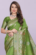 Designer Silk Saree with Floral Motif & Zari Detailing – Party & Festive Wear