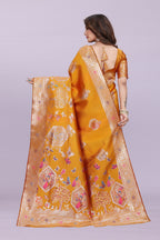 Artistic Woven Silk Saree with Peacock Motif – Premium Festive & Party Wear