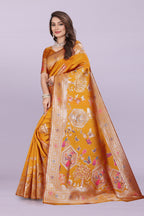 Artistic Woven Silk Saree with Peacock Motif – Premium Festive & Party Wear