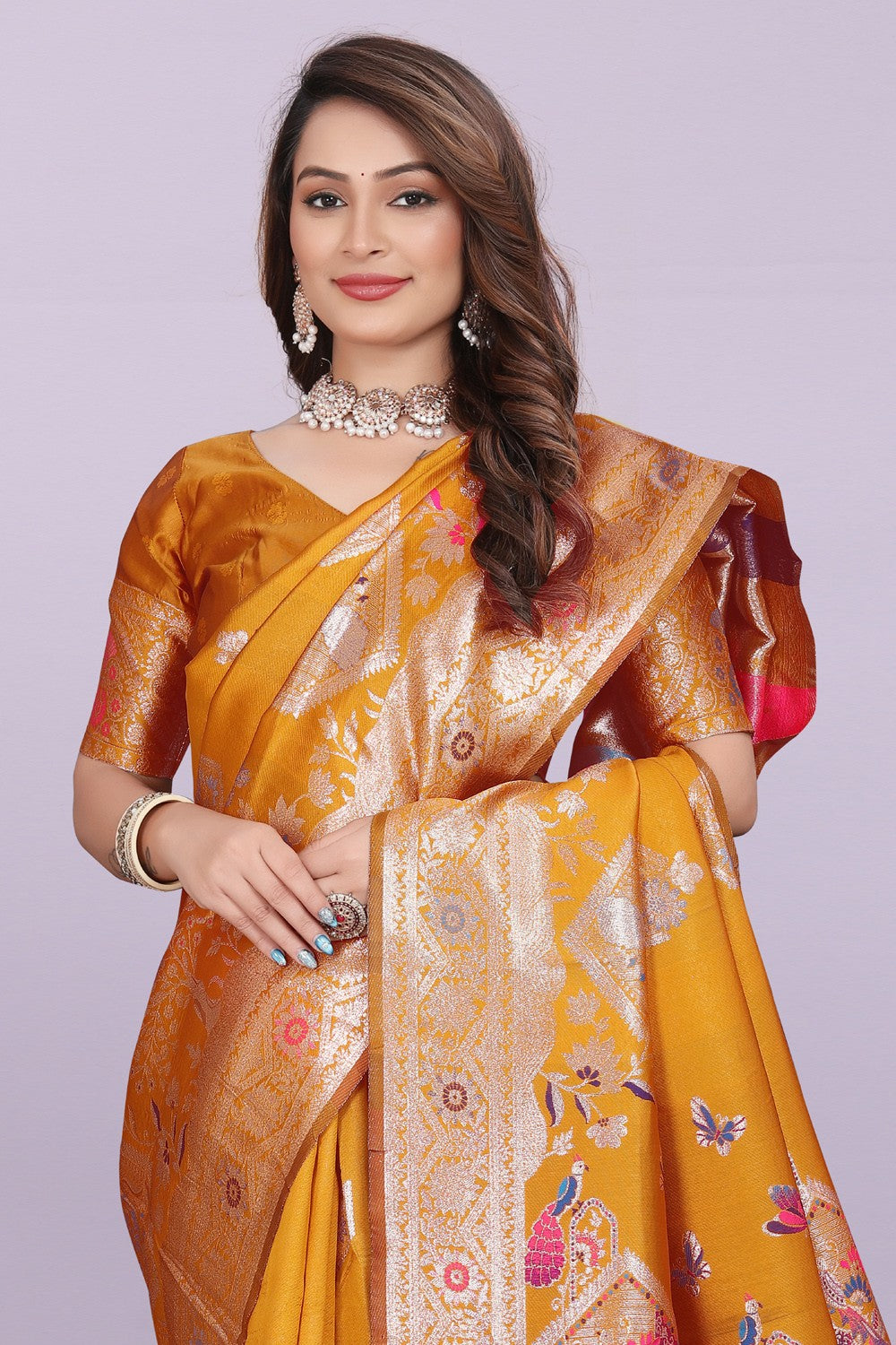Artistic Woven Silk Saree with Peacock Motif – Premium Festive & Party Wear