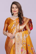 Artistic Woven Silk Saree with Peacock Motif – Premium Festive & Party Wear