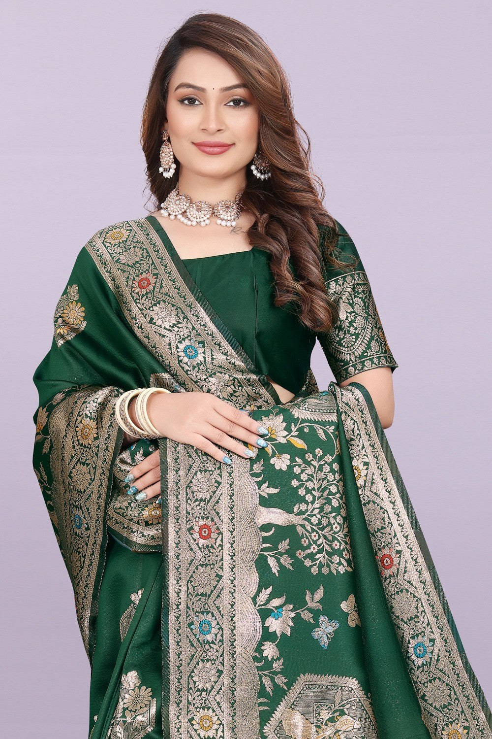 Artistic Woven Silk Saree with Peacock Motif – Premium Festive & Party Wear