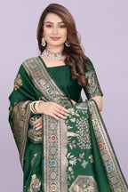 Artistic Woven Silk Saree with Peacock Motif – Premium Festive & Party Wear