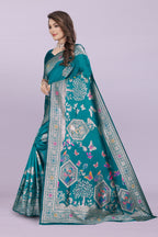 Artistic Woven Silk Saree with Peacock Motif – Premium Festive & Party Wear