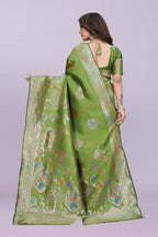 Artistic Woven Silk Saree with Peacock Motif – Premium Festive & Party Wear
