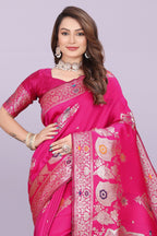 Woven Silk Saree with Floral & Peacock Zari Design – Elegant Festive Wear