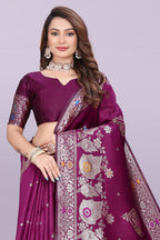 Woven Silk Saree with Floral & Peacock Zari Design – Elegant Festive Wear