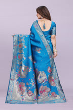 Woven Silk Saree with Floral & Peacock Zari Design – Elegant Festive Wear