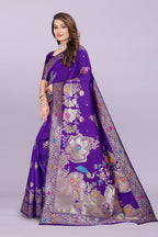 Woven Silk Saree with Floral & Peacock Zari Design – Elegant Festive Wear
