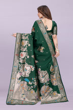 Woven Silk Saree with Floral & Peacock Zari Design – Elegant Festive Wear