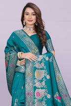 Woven Silk Saree with Floral & Peacock Zari Design – Elegant Festive Wear
