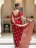 Silk Saree with Traditional Butti Design & Zari Border – Wedding & Festive Wear