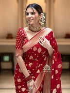 Silk Saree with Traditional Butti Design & Zari Border – Wedding & Festive Wear