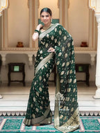 Silk Saree with Traditional Butti Design & Zari Border – Wedding & Festive Wear