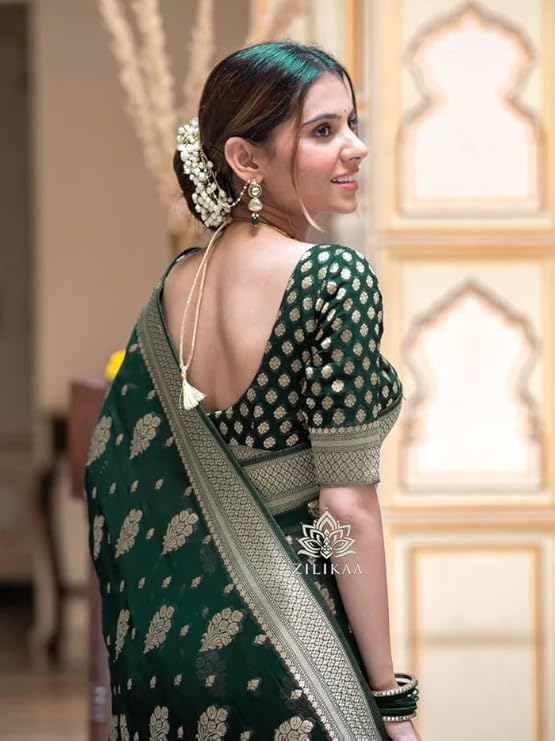 Silk Saree with Traditional Butti Design & Zari Border – Wedding & Festive Wear