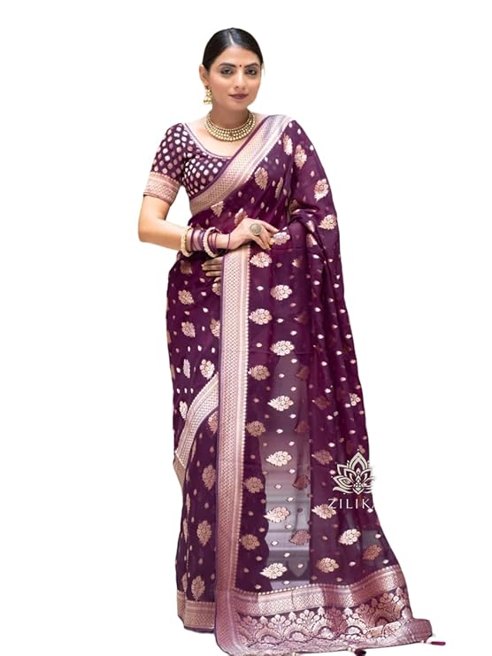 Elegant Woven Silk Saree with Traditional Butti Design & Rich Zari Border | Festive & Wedding Wear
