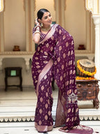 Silk Saree with Traditional Butti Design & Zari Border – Wedding & Festive Wear