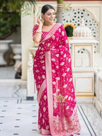 Silk Saree with Traditional Butti Design & Zari Border – Wedding & Festive Wear